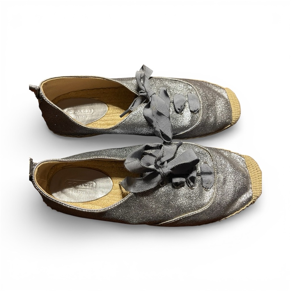 Coach | Ramira Espadrilles Gunmetal Glitter Lace-ups - Picture 3 of 10